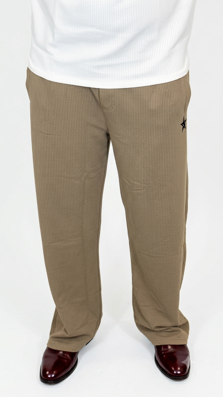 Khaki Waffle Baggy Trouser