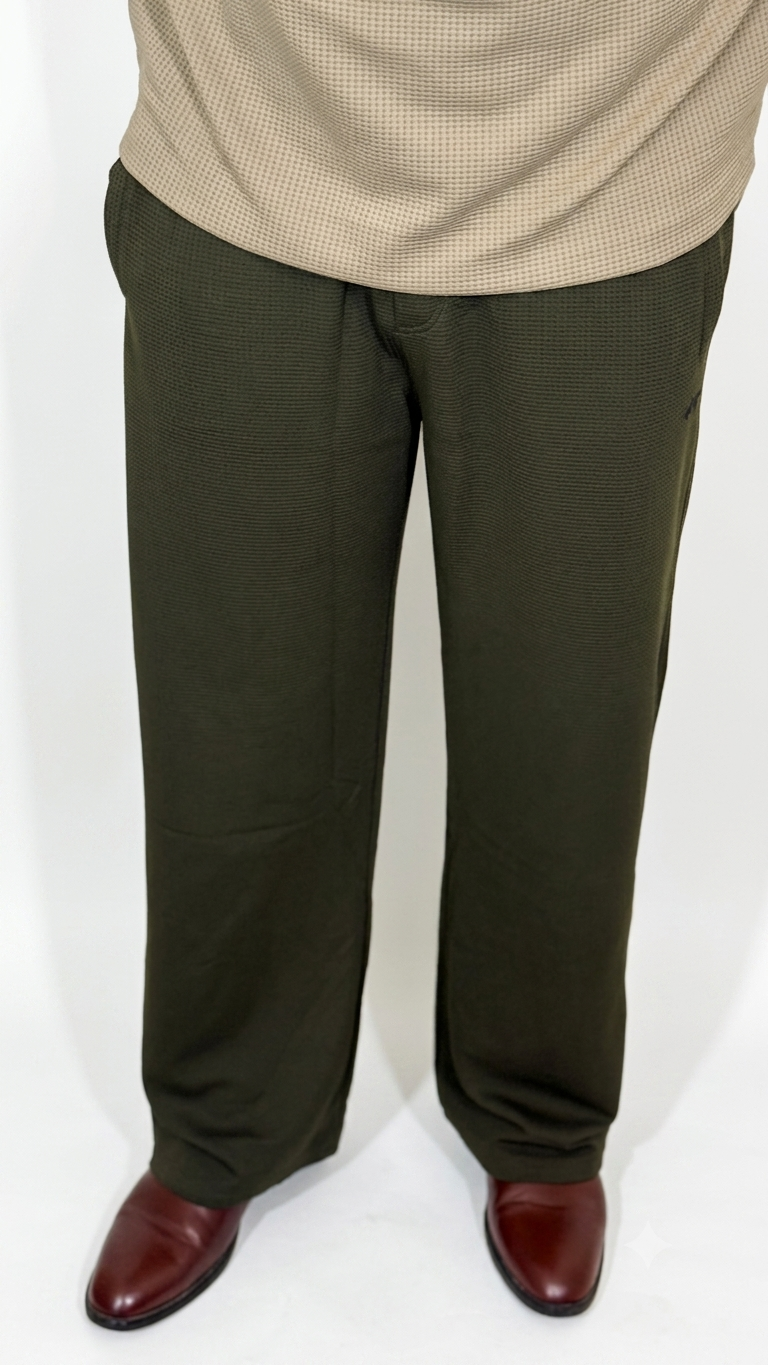 Olive-Beige Down Sholder Shirt+Baggy Trouser