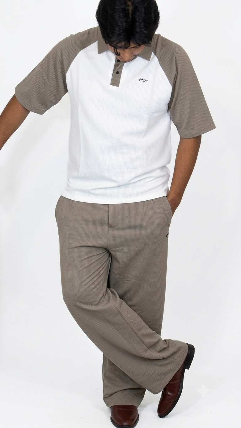 Khaki Waffle Baggy Trouser